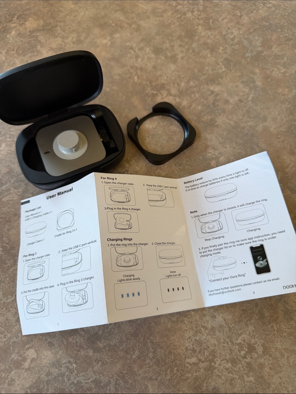 Black Smart Ring Charging Case